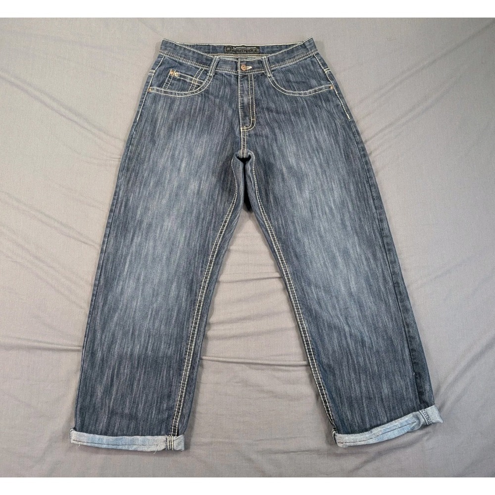 Vintage Y2K Southpole Jeans Mens Fits 33x29 Dark Denim Hemmed Cuffed